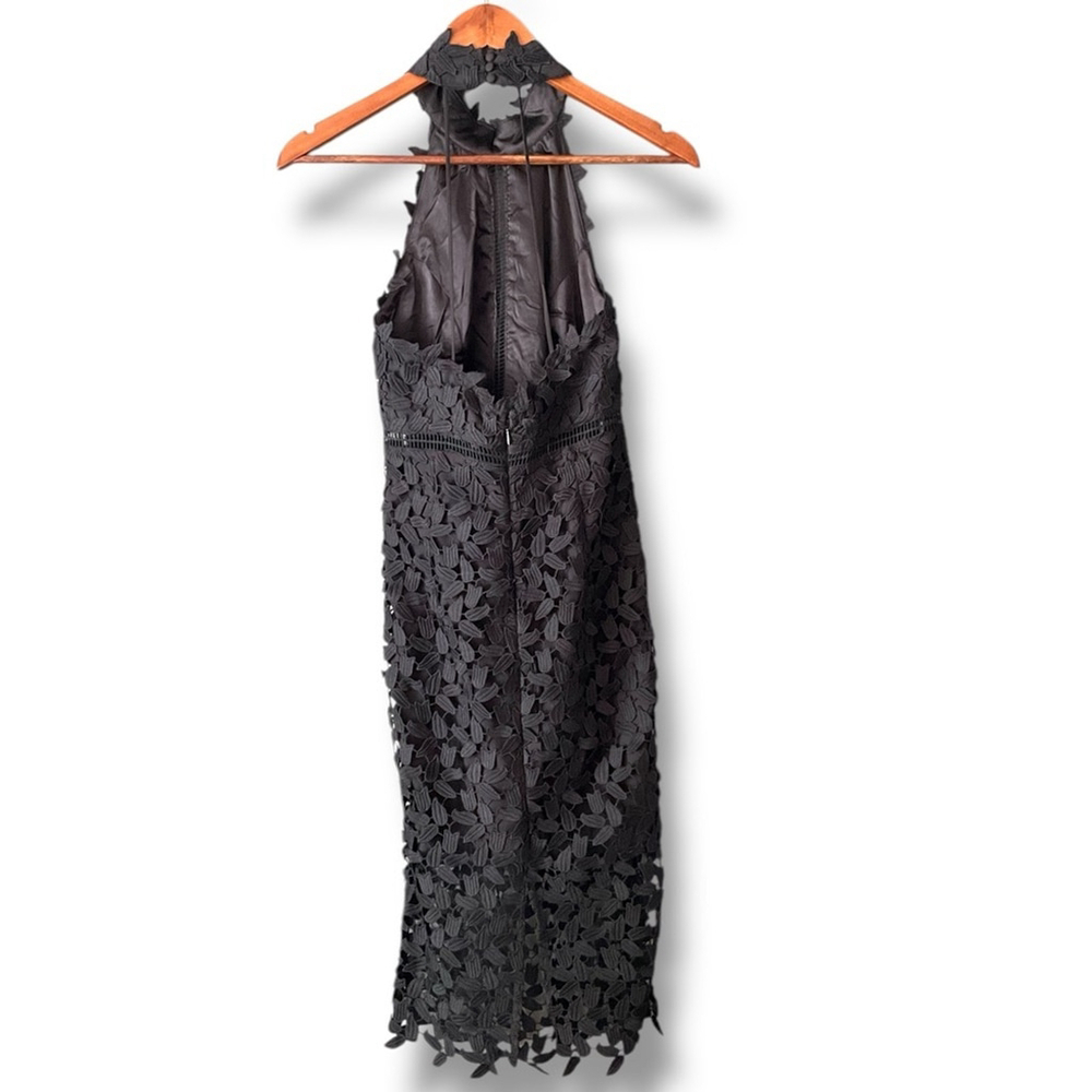 Bardot Black Lace Open Back Gemma Halter Knee Length Dress Size 4 - Picture 3 of 7